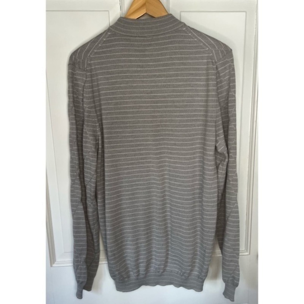 HUGO Hugo Boss Men’s Sfino Gray Virgin Wool Diamond Striped Pullover Sweater NWT - Picture 4 of 8